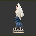 Elegant Female Oriental Dance Statue With Blue Dress And Lotus Base