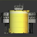 Industrial Storage Tanks With White Circular Tank Yellow Cylinder And Metal Platform