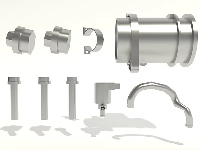 Durable Automotive Parts Including Metal Bolts Nuts Pipes Brackets And Handles 3d model