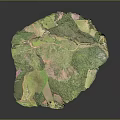 Detailed Terrain Model With Green Vegetation And Pink Topographic Areas