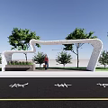 Park Road Station Modern Architectural Design With White Arched Entrance Green Plants And Trees
