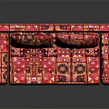 Pink Sectional Sofa With Vibrant Colorful Patterns And Bohemian Design Details