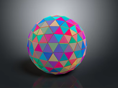 Colorful Triangular Geometric Design Decorative Sphere Lamp For Modern Home Interior 3d model