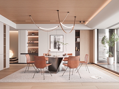 Modern dining table and chair combination model