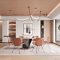 Modern dining table and chair combination 3d model