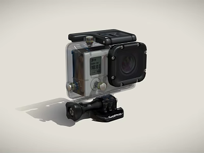 modern camera sports camera with waterproof case 3d model