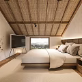 Serene Hotel Guest Room With Wooden Ceiling TV And Mountain View