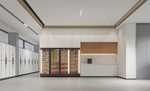 Modern Pantry Office Beverage Refrigerator Western Kitchen Open Kitchen Aisle 3d model