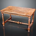 Elegant Solid Wood Table With Carved Legs And Natural Wood Grain Design