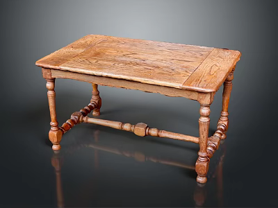 Elegant Solid Wood Table With Carved Legs And Natural Wood Grain Design 3d model
