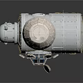Modular Space Station Model With Metallic Docking Components And Cosmic Structure