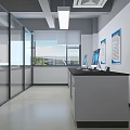 Modern Laboratory Interior With Workbenches Stools Ventilation And Glass Walls 3d model