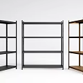 Modern Multilayer Storage Shelving Units In Black And Wooden Finishes For Organizing
