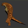 3D Model Orange Yellow Game Movie Character With Green Symbol On Chest And Muscular Build