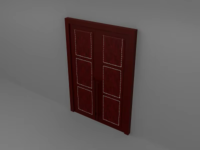 Modern European-style Club Double-open Wooden Door 3d model