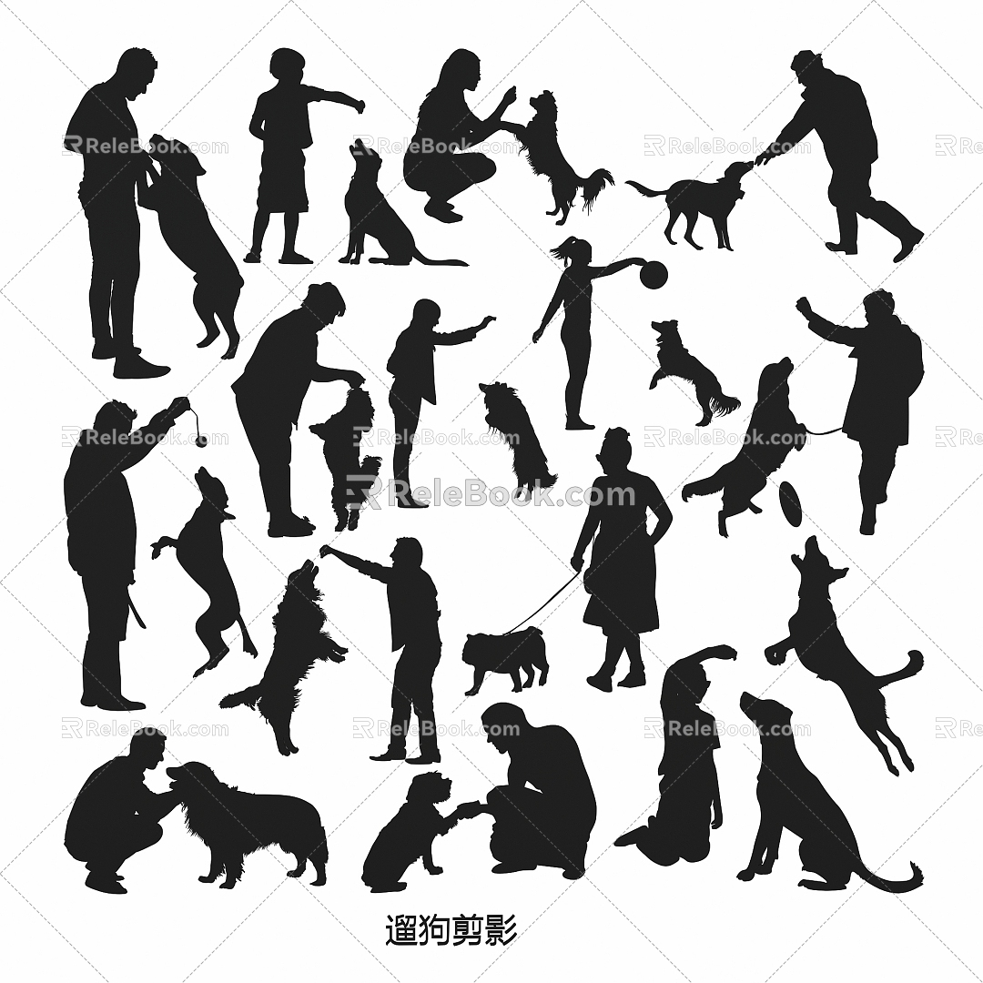 Walking dog silhouette training dog famous dog pet dog figure dog silhouette 3d model