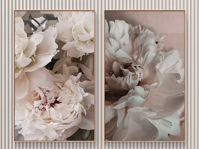 White Peony Floral Decorative Paintings For Home Wall Art Decoration 3d model