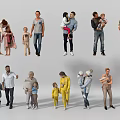 Group Of People Including Adults And Children In Various Interacting Poses