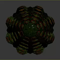 Biological Inspired Pinecone Sculpture With Iridescent Scales And Metallic Green Finish