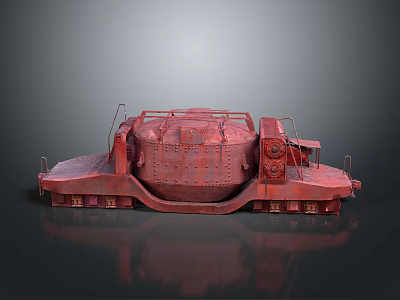 Rusty Red Armored Military Vehicle With Tracked Chassis Heavy Duty Structure And Mechanical Components 3d model