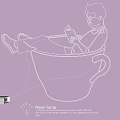 Creative Neon Light Fixture With Cup Shape Design And Person Reading Illuminated
