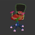 Ergonomic Office Chair With Mesh Backrest Red Seat Armrests And Wheeled Base