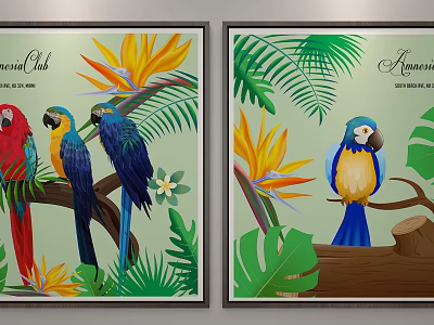 Modern Animal Painting Decorative Painting 3d model