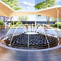 Modern Gallery Frame Landscape Gallery Frame Folding Line Gallery Frame Landscape Waterscape Circular Fountain Waterscape 3d model