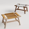 Modern Wooden Stools With Yellow And White Woven Seats Design