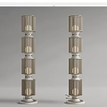 Modern Floor Lamp With Layered Cylindrical Structure And Metal White Finish