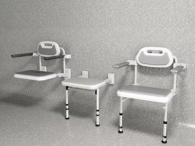 Sturdy Padded Wall Mounted Shower Seats For Elderly And Disabled Users Bathroom Safety Equipment 3d model