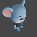 Cute Blue Cartoon Mouse Character With Big Ears Black Shirt Brown Shorts And Blue Shoes