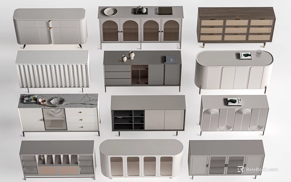 Modern Bar Counter Various Designs With Wooden Cabinets Metal Frames And Open Shelving 3d model 
