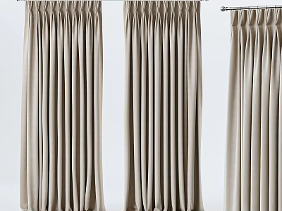 Elegant Beige Curtains With Soft Fabric And Pleated Design For Home Decor 3d model