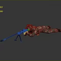 Game and Movie Character Lying Prone With Sniper Rifle Tripod In Camouflage Uniform