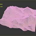 3D Topographic Terrain Model With Undulating Mountain Ranges And Colorful Elevation Zones
