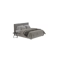 Double Bed Interior With Layered Blankets Multiple Pillows And Minimalist Headboard