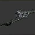 Wood Stone with Green Moss White Spots and Natural Texture on Black Background