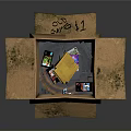 Open Cardboard Box With Flying Golden Object And Bright Light Effects