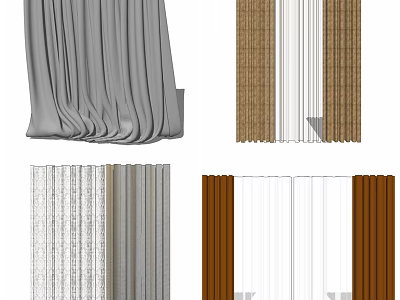 Stylish Decorative Curtains in Gray Brown and White for Modern Home Interiors 3d model