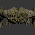 Humanoid Tree Creature with Bark Texture Body and Branch Like Head Structure 3D Character Design