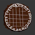 Delicious Round Cake With Chocolate Grid White Cream Border And Orange Layer