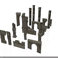 Classical Ancient Roman Architectural Stone Elements With Columns Arches And Fragments 3d model