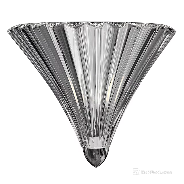 Elegant Fan Shaped Glass Wall Lamp With Striped Design And Sleek Silver Finish 3d model 