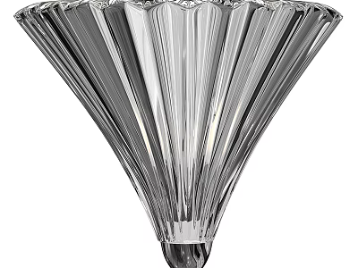 Elegant Fan Shaped Glass Wall Lamp With Striped Design And Sleek Silver Finish 3d model
