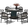 New Chinese Dining Table and Chair Set Round Dining Table and Chair Set 3d model