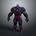 Muscular Character Armor Design With Dark Pink Accents And Glowing Red Orbs