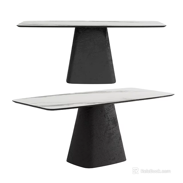Modern Dining Table Design With Clear Glass Top And Black Conical Base 3d model
