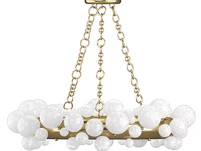 Elegant Modern Chandelier With Gold Hanging Chains And White Spherical Ornaments 3d model