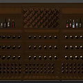 Wooden Wine Cabinet With Multiple Shelves And Organized Wine Bottle Storage